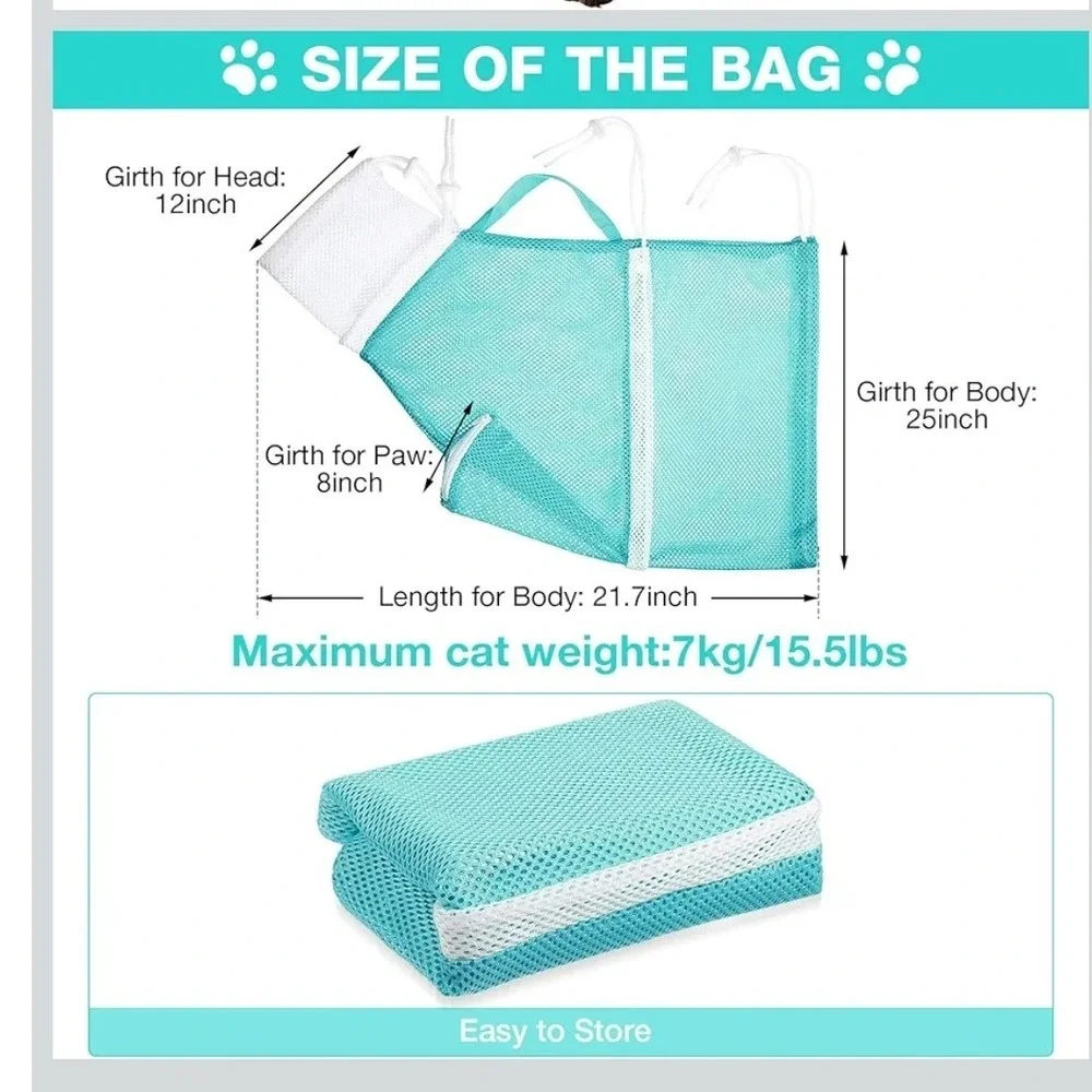 Pet Cat Shower Bag Grooming Net Safe Nail Clipping Bath Helper Adjustable‎